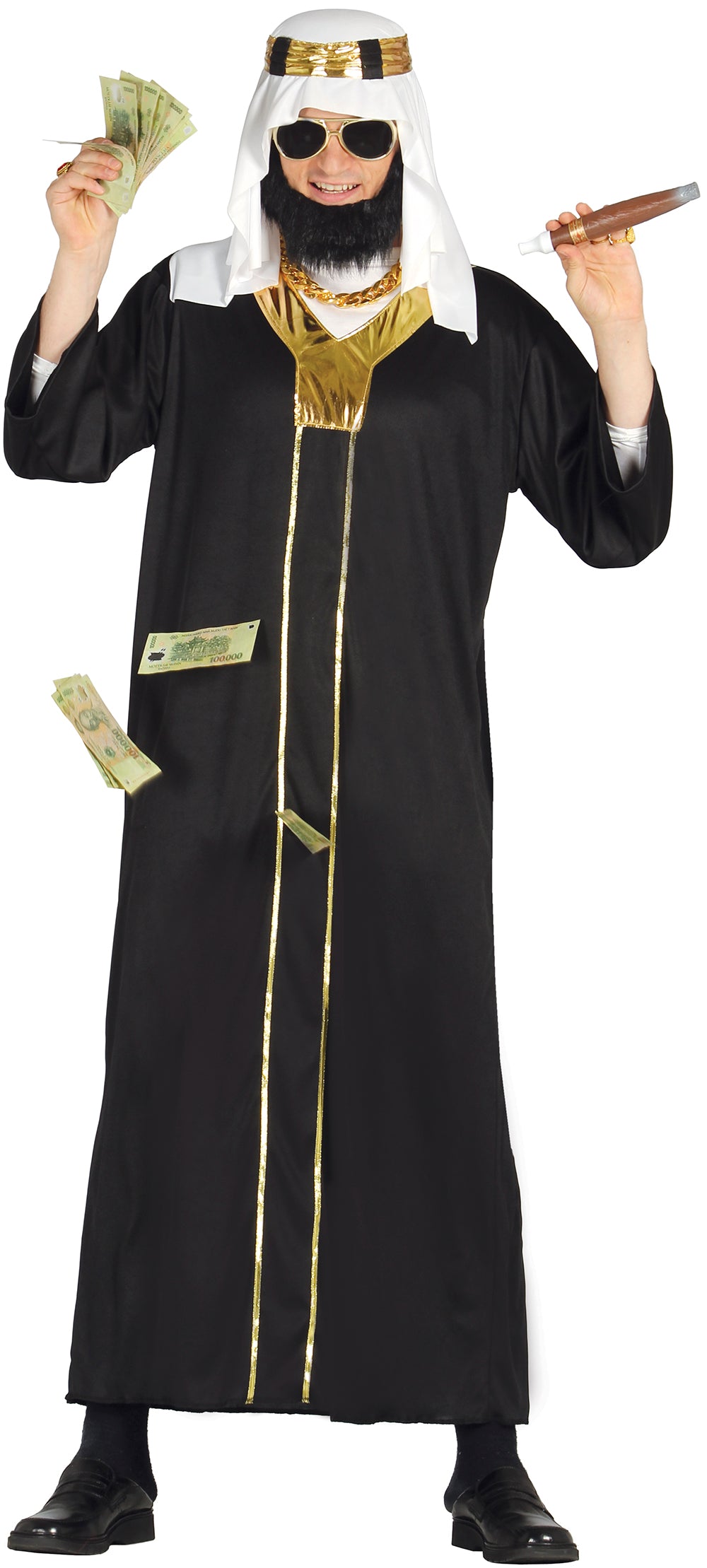 GP80830 – Wüstenprinz Karneval Kostüm Sheik – Größe: 48 - 50 (M) – Farbe: Schwarz