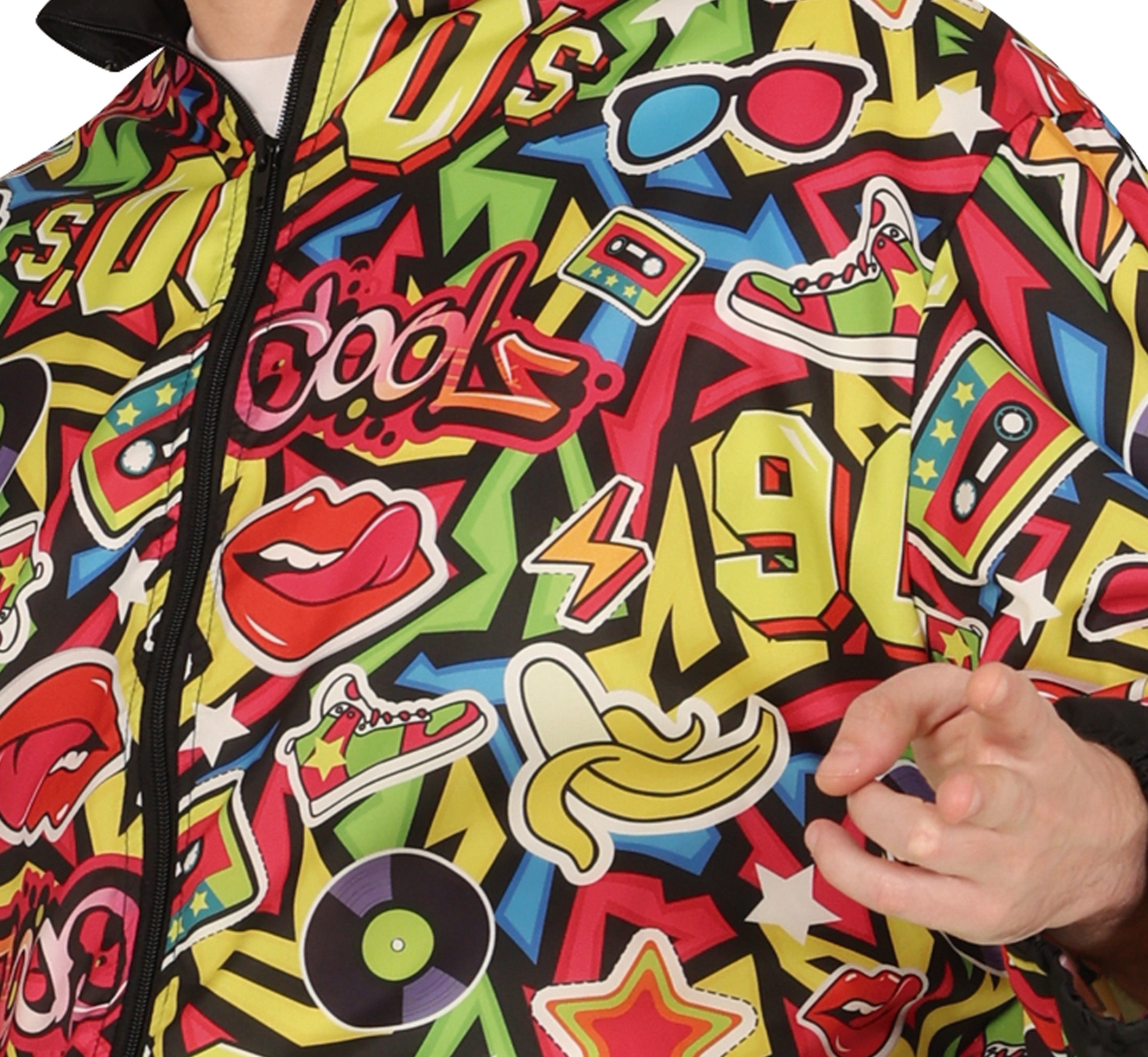 GP80996 – 90s Retro Party Anzug Jacke Hose – Größe: 48 - 50 (M), 52 - 54 (L) – Farbe: Mehrfarbig