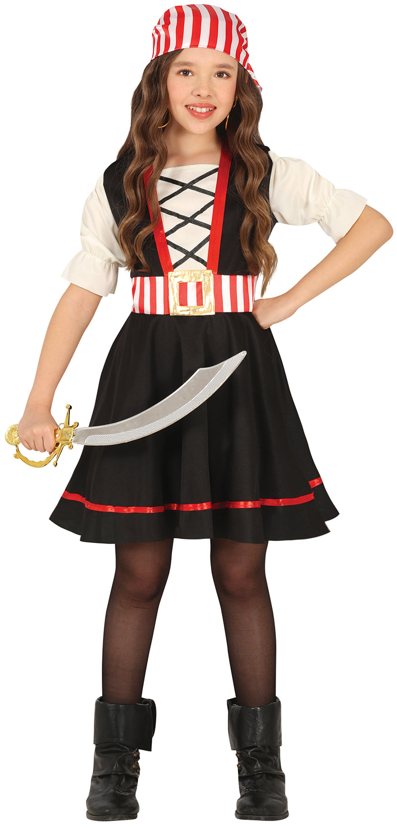 GP81049 – Piratentochter Kostuem Karneval Abenteuer – Größe: 140/146 – Farbe: Schwarz