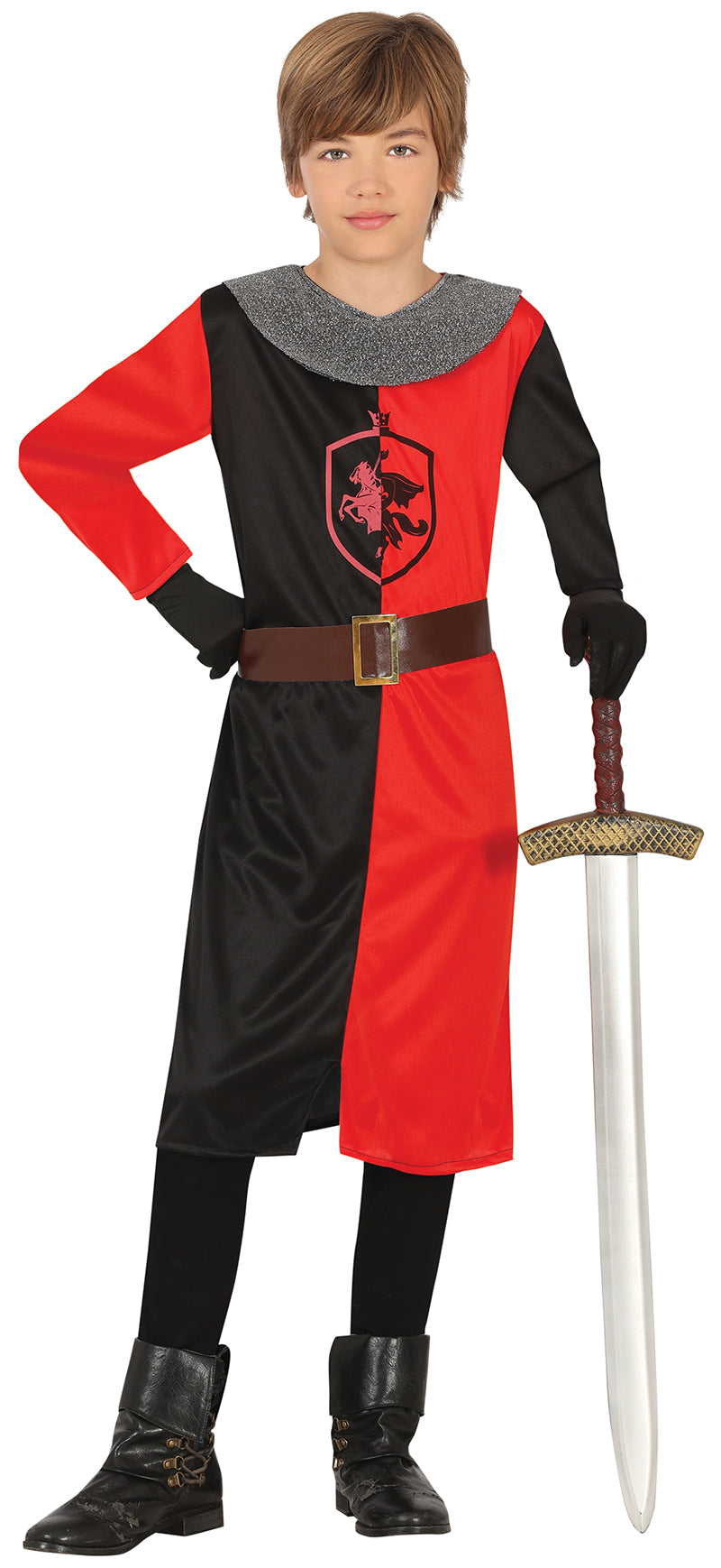 GP81159 – Ritter Kostüm Kinderdress Mittelalter – Größe: 128/134 – Farbe: Schwarz