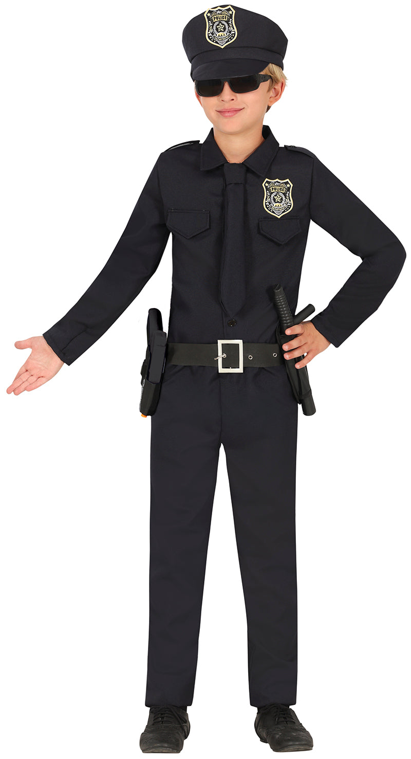 GP81177 – Polizei Karneval Uniform Kostüm – Größe: 128/134 – Farbe: Schwarz