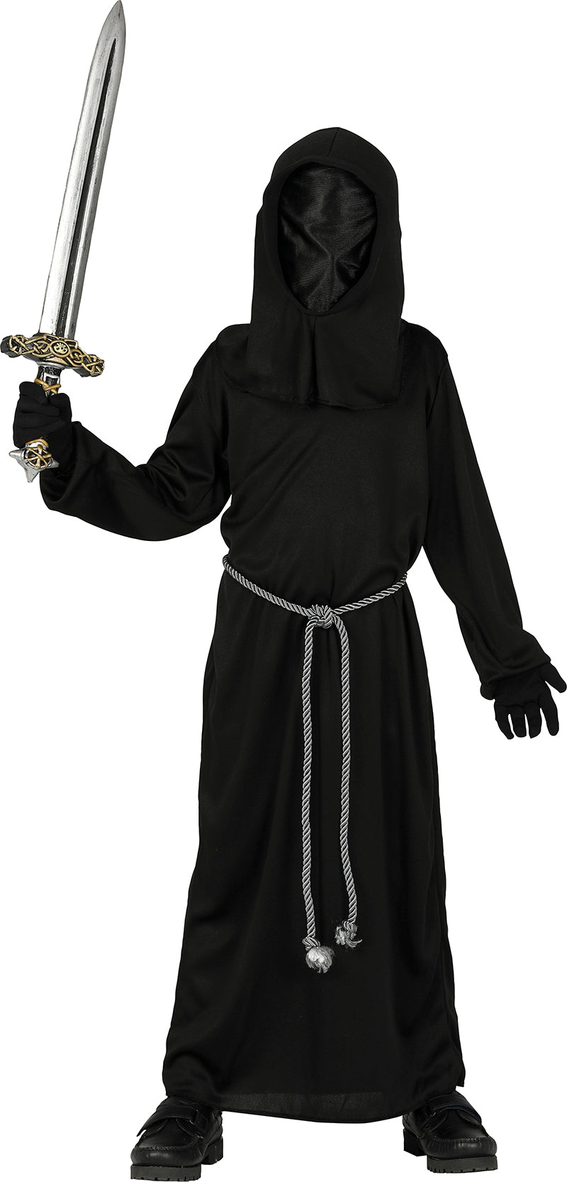 GP81244 – Halloween Schattenritter Kostüm Für Dunkles – Größe: 140/146 – Farbe: Schwarz