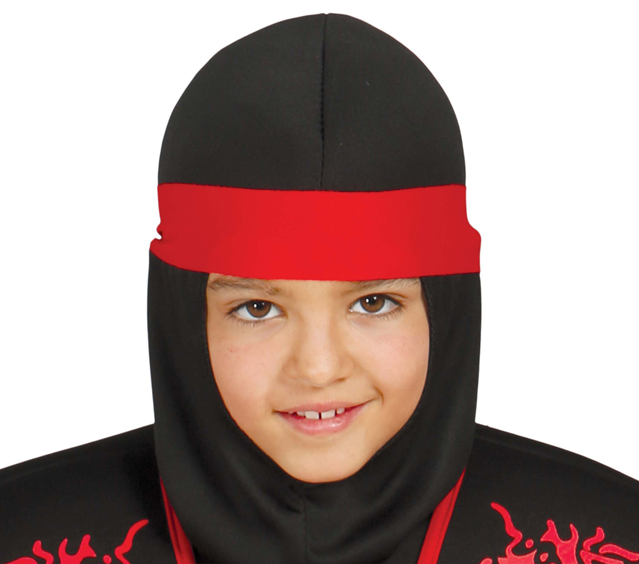 GP81251 – Ninja Krieger Kostüm Schwarz Rot – Größe: 140/146 – Farbe: Schwarz