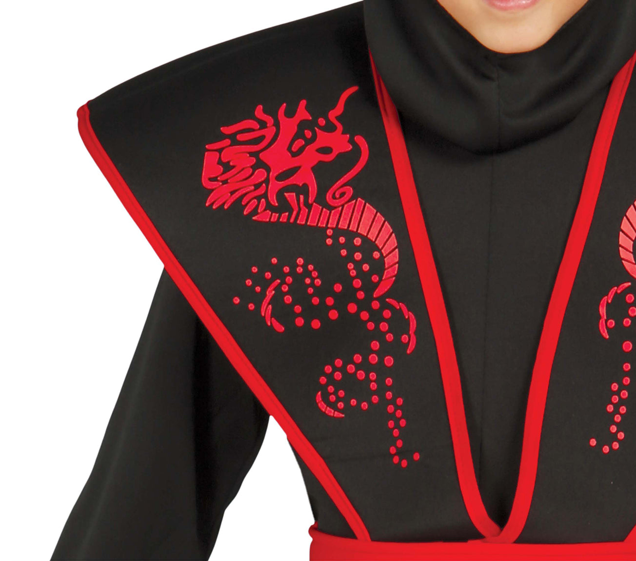 GP81251 – Ninja Krieger Kostüm Schwarz Rot – Größe: 140/146 – Farbe: Schwarz