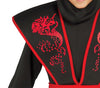 GP81251 – Ninja Krieger Kostüm Schwarz Rot – Größe: 140/146 – Farbe: Schwarz