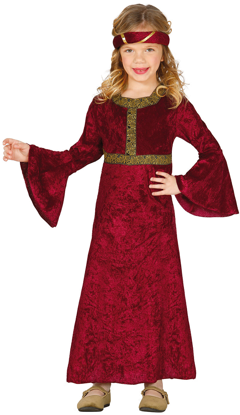 GP81287 – Mittelalter Prinzessin Kostüm Kinderkleidung – Größe: 110/116 – Farbe: Rot