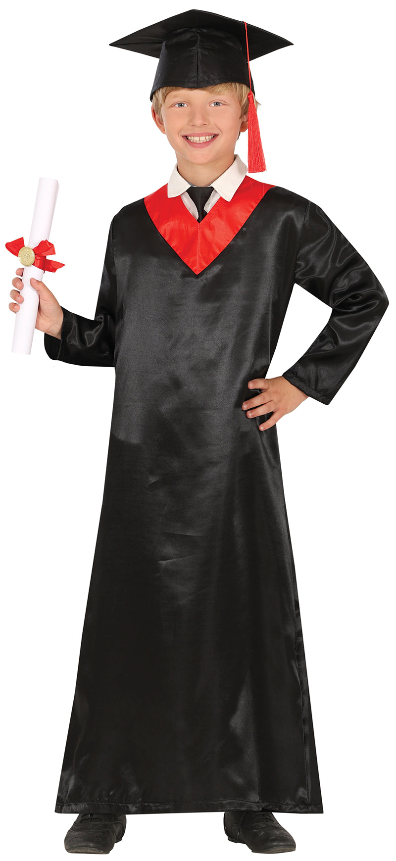 GP81290 – Absolventen Anzug Kappe Kleid Abschlussfeier – Größe: 128/134 – Farbe: Schwarz