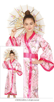 Kimono Kostüm für Mädchen pink mit Gürtel, Bild 1