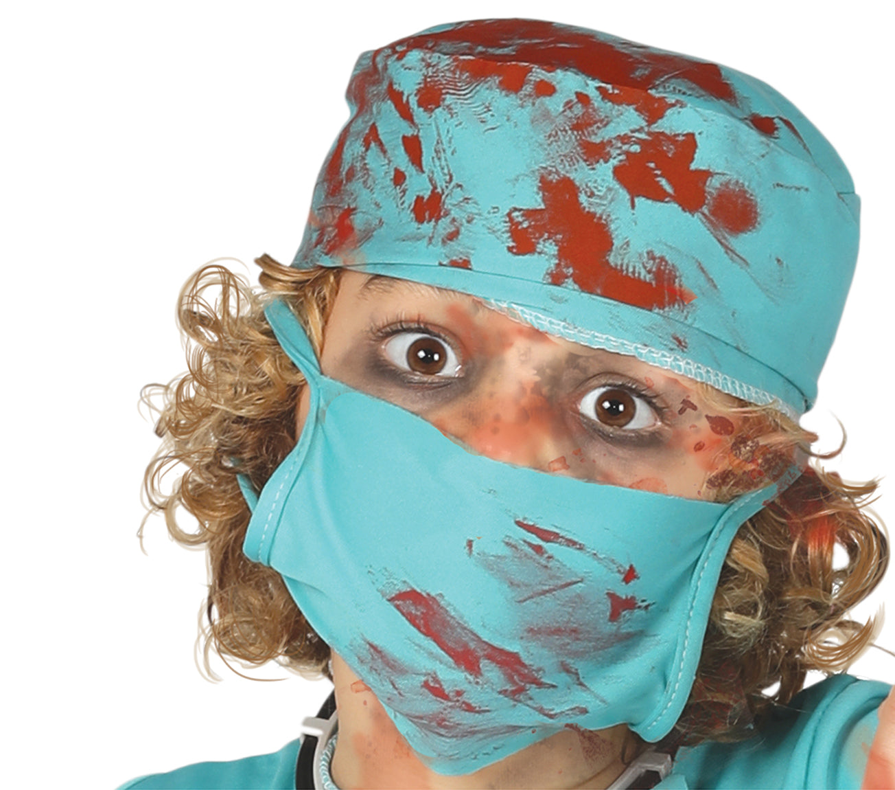GP82610 – Zombie Arzt Halloween Kostüm Mit Maske Blut – Größe: 140/146 – Farbe: Blau