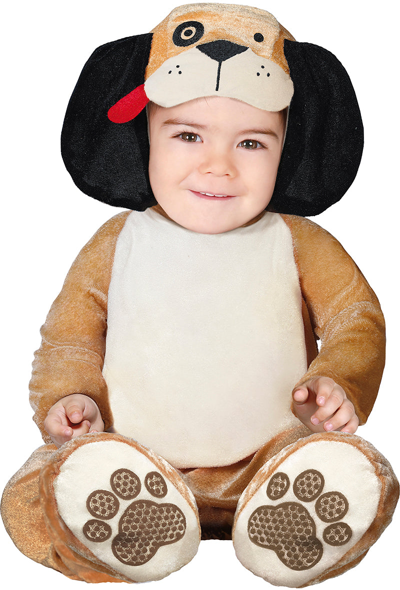 GP82620 – Hundewelpe Kapuzen Jumpsuit Tierkostüm – Größe: 86/92 – Farbe: Braun