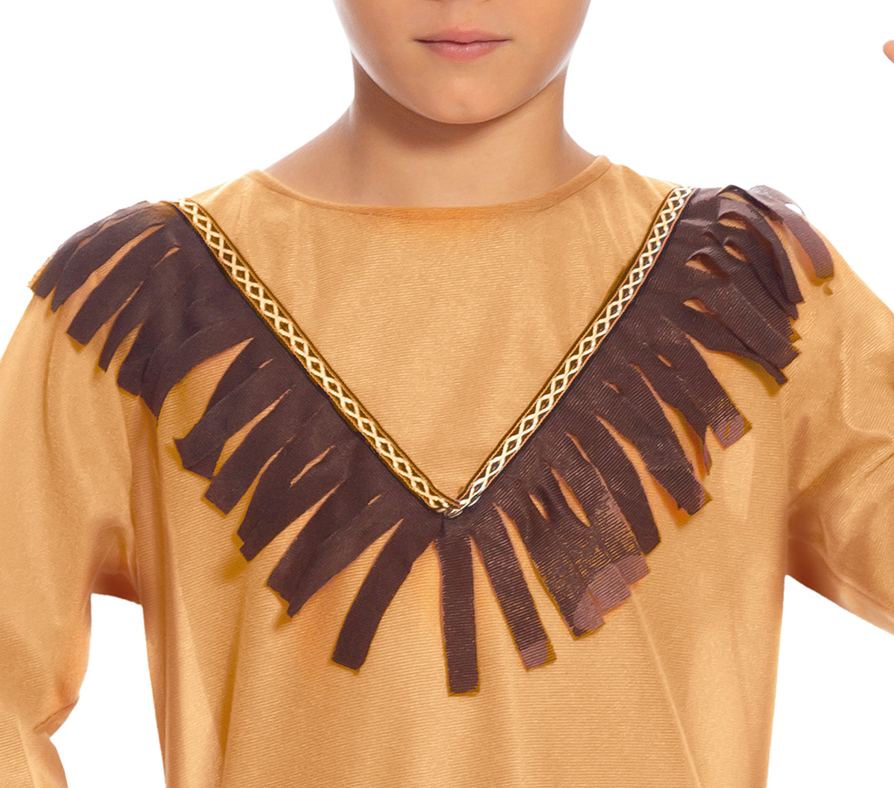 GP77318 – Indianer Häuptling Kind Kostüm Karneval – Größe: 140/146 – Farbe: Braun