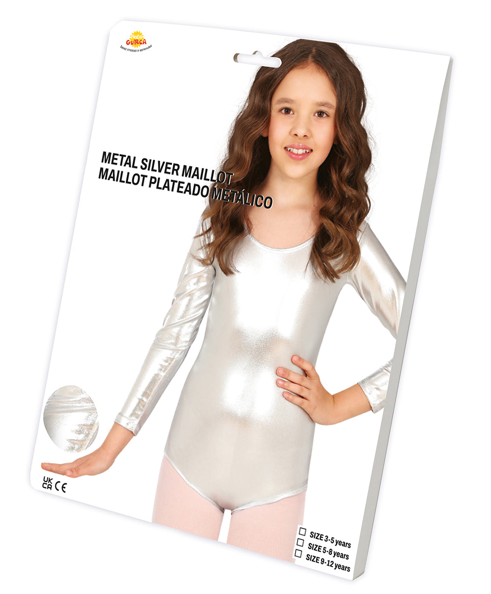 GP82933 – Sport Star Langarm Body Silber – Größe: 3 - 5 Jahre, 5 - 8 Jahre, 9 - 12 Jahre – Farbe: Silber