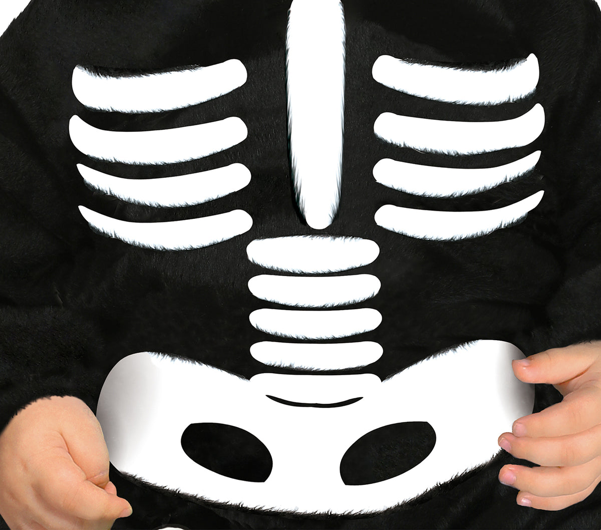 GP83006 – Skelett Baby Jumpsuit Halloween Kapuzenanzug – Größe: 74/80 – Farbe: Schwarz