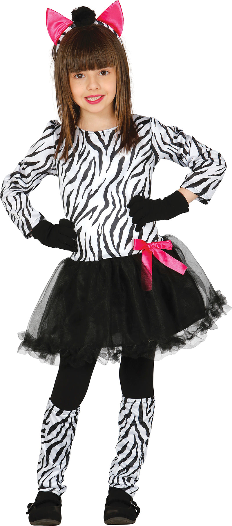 GP83229 – Zebra Karneval Kostüm Haarreif Kleid – Größe: 140/146 – Farbe: Weiß