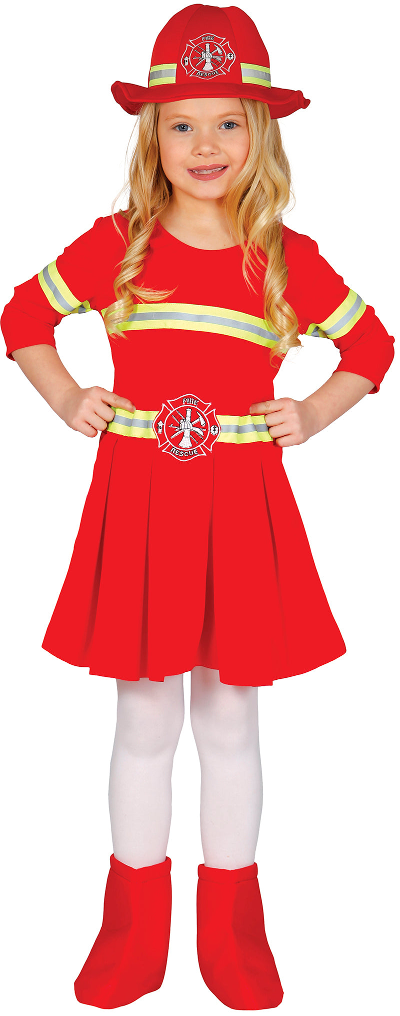 Feuerwehrfrau Kostüm für Mädchen mit Hut