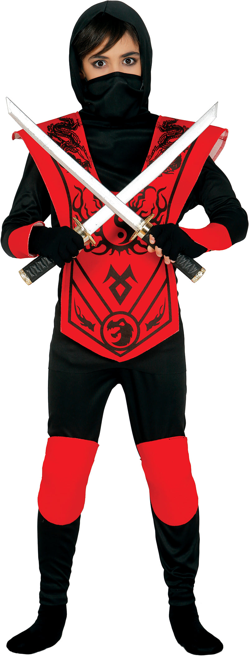 GP83256 – Ninja Krieger Karnevalskostüm Rot – Größe: 98/104 – Farbe: Rot