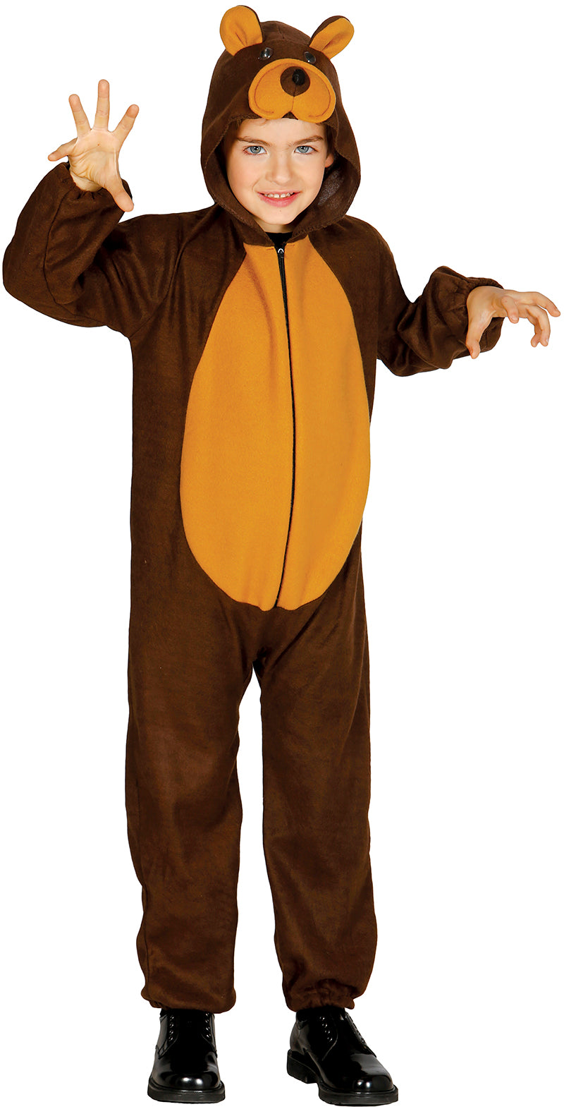 GP83260 – Baerenkostuem Karneval Kapuze Tier Onesie – Größe: 98/104 – Farbe: Braun