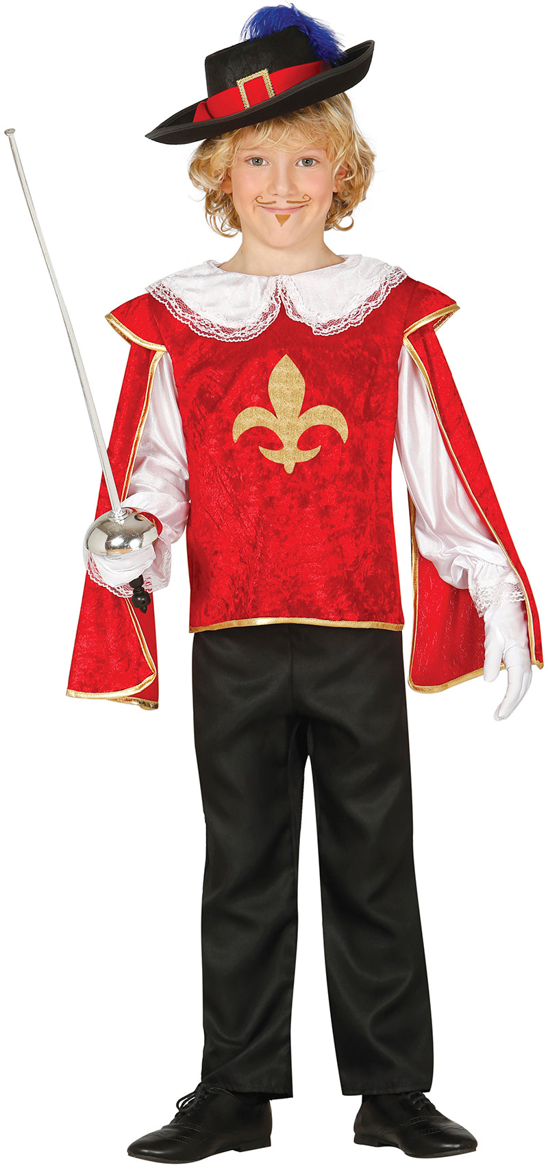 GP83376 – Musketier Karneval Abenteuer Mutig Kostüm – Größe: 128/134 – Farbe: Grau