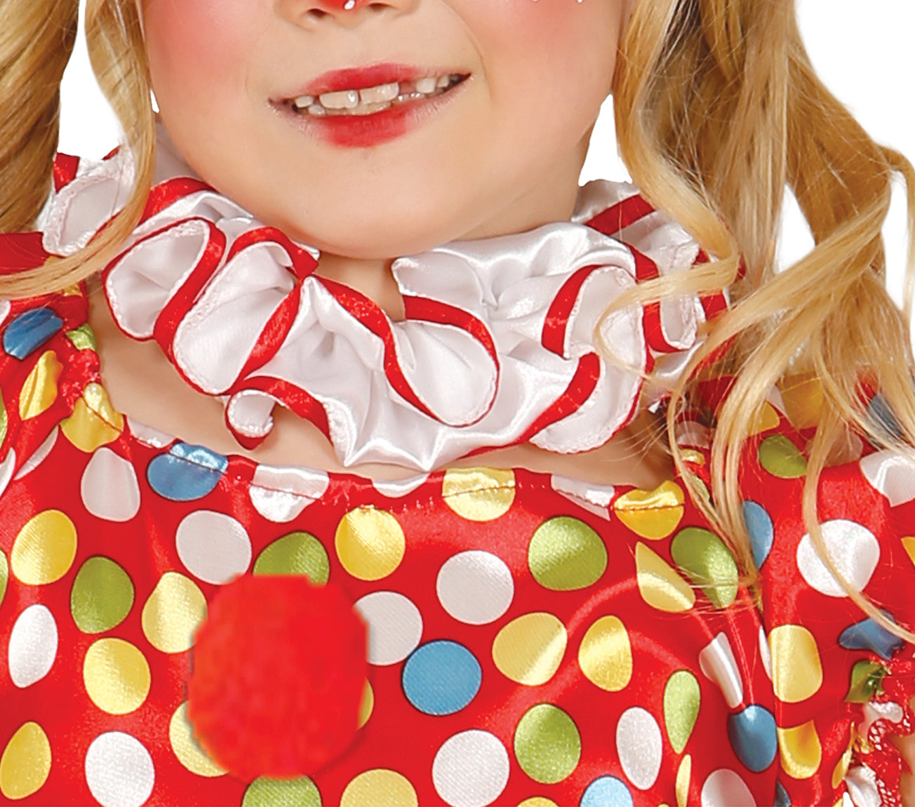 GP83395 – Clown Karnevalskostüm Buntes Kleid – Größe: 98/104 – Farbe: Rot