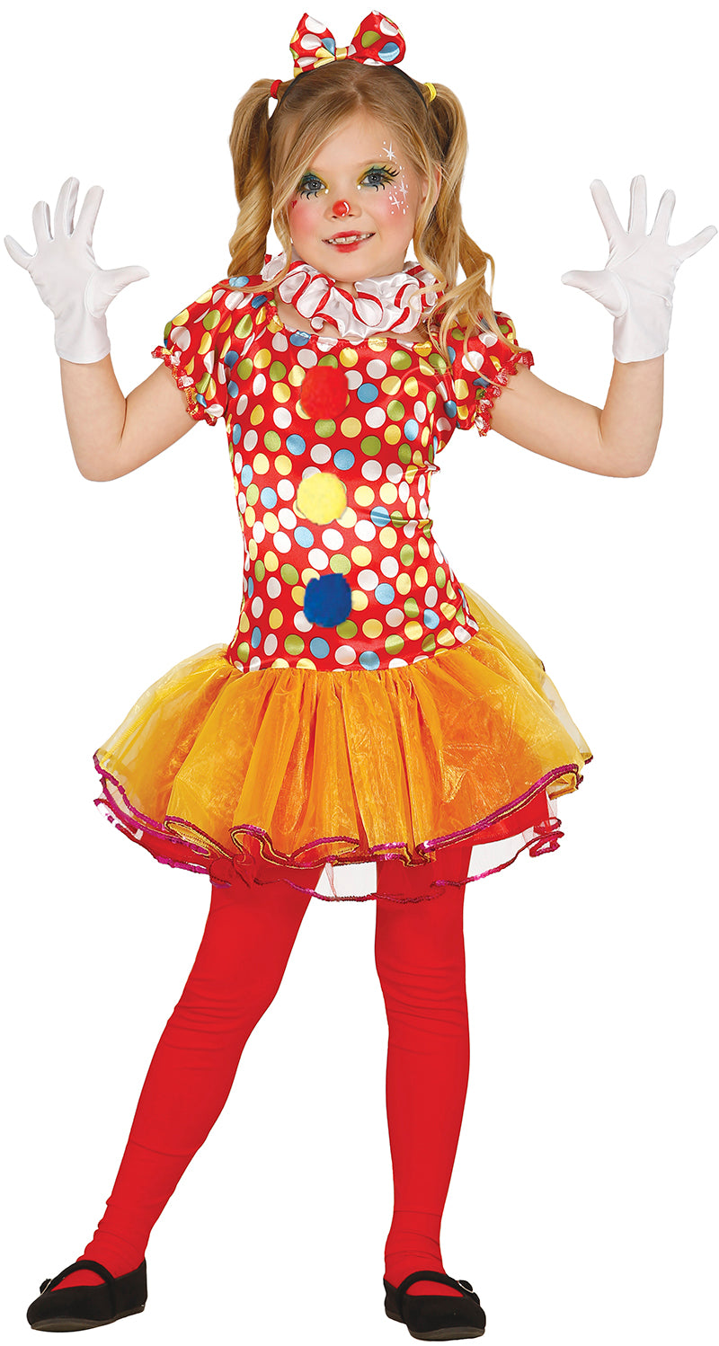 GP83395 – Clown Karnevalskostüm Buntes Kleid – Größe: 110/116 – Farbe: Rot