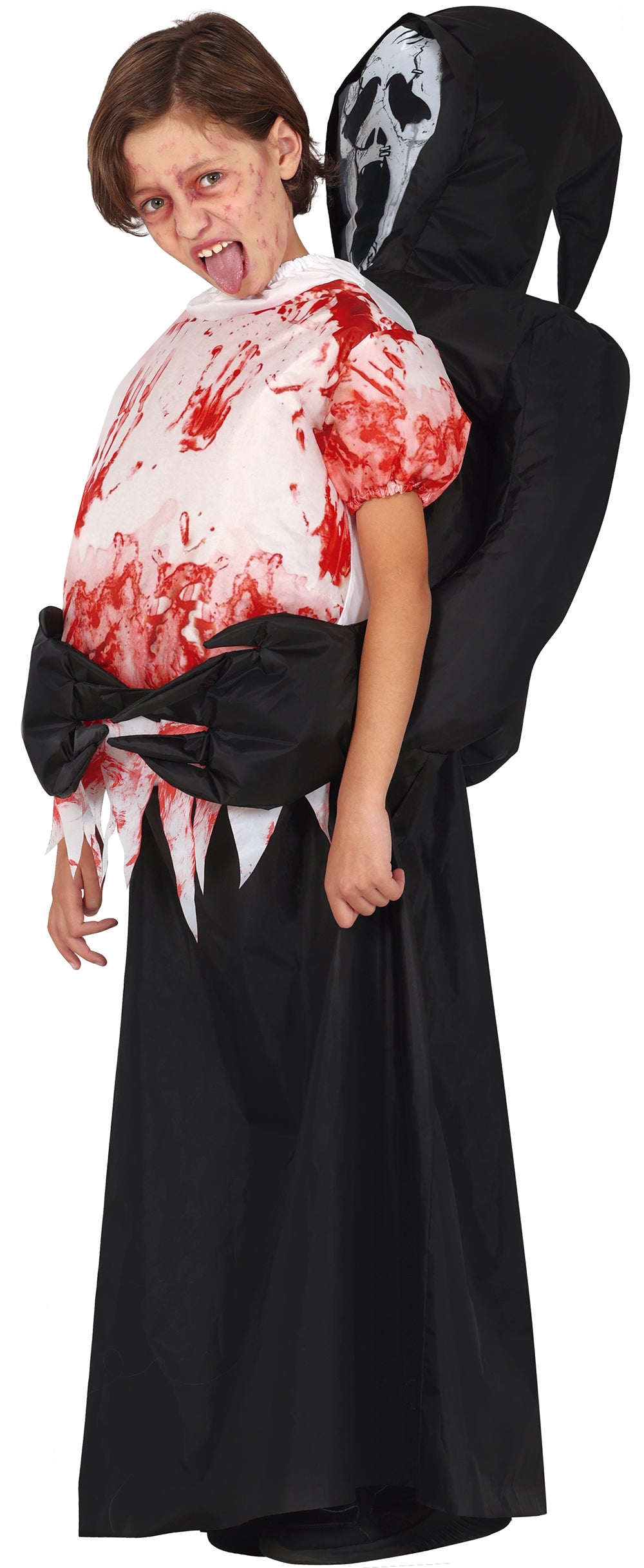 GP83405 – Halloween Geist Kostüm Umhang Blut – Größe: 128/134 – Farbe: Schwarz