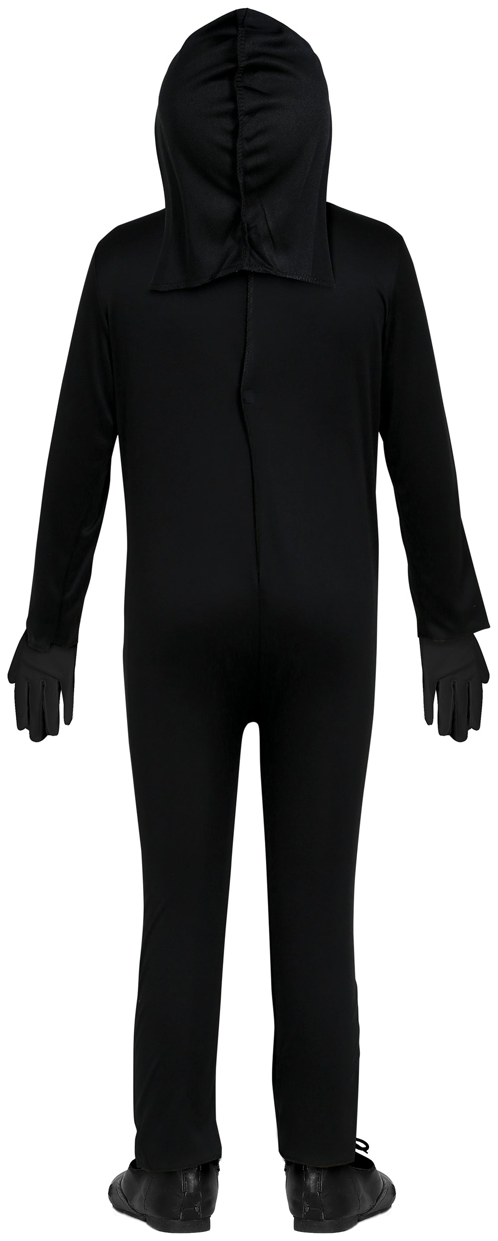 GP83449 – Skelett Halloween Kostüm Kapuzen Overall – Größe: 98/104, 110/116, 128/134, 140/146 – Farbe: Schwarz