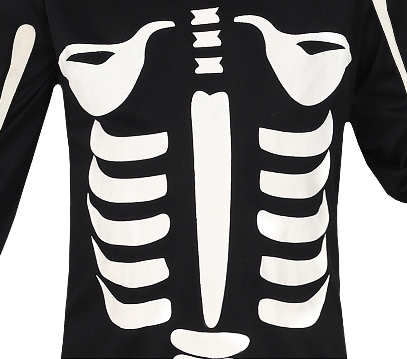 GP83449 – Skelett Halloween Kostüm Kapuzen Overall – Größe: 98/104, 110/116, 128/134, 140/146 – Farbe: Schwarz