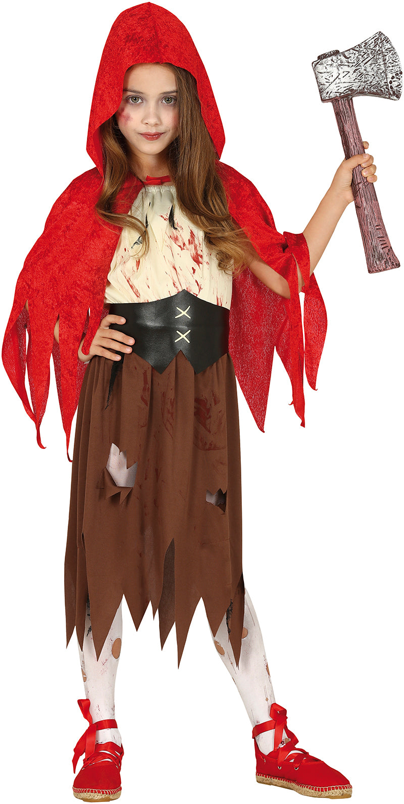 GP83518 – Zombie Märchen Rotkäppchen Kostüm Kinder – Größe: 140/146 – Farbe: Braun