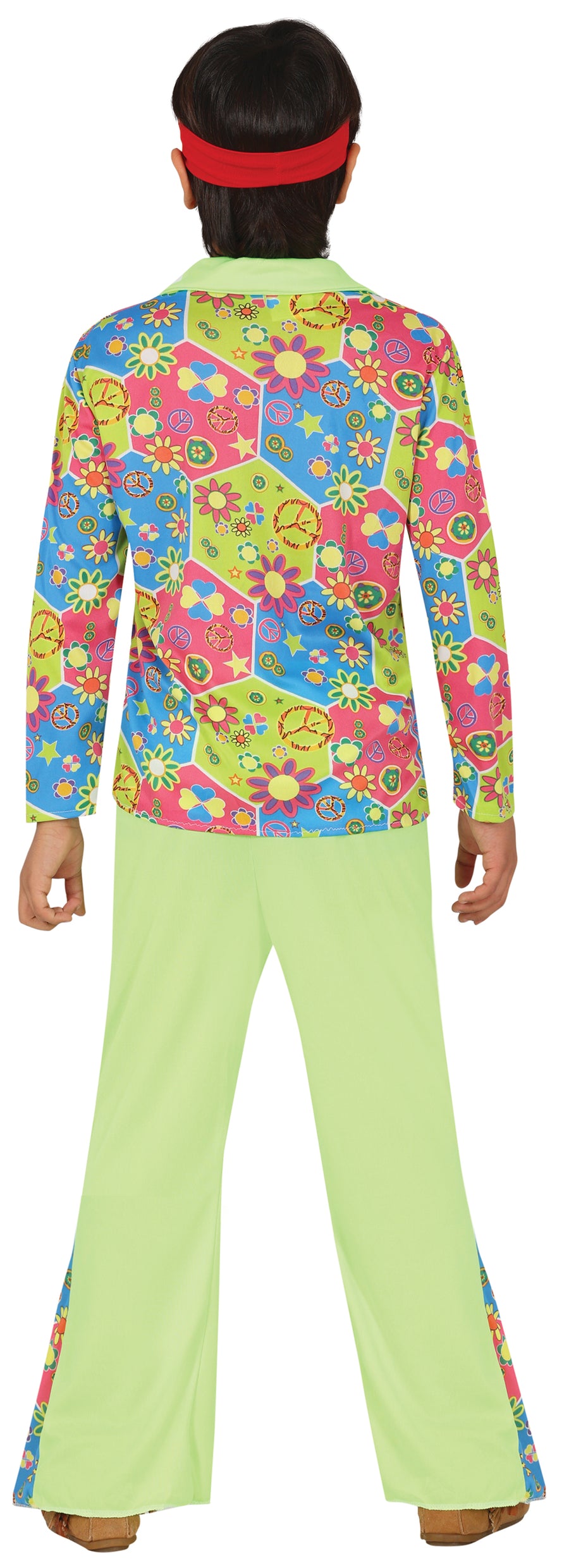 GP85603 – Hippie Traummantel Flower Power Karneval – Größe: 98/104 – Farbe: Grün, Ansicht 2