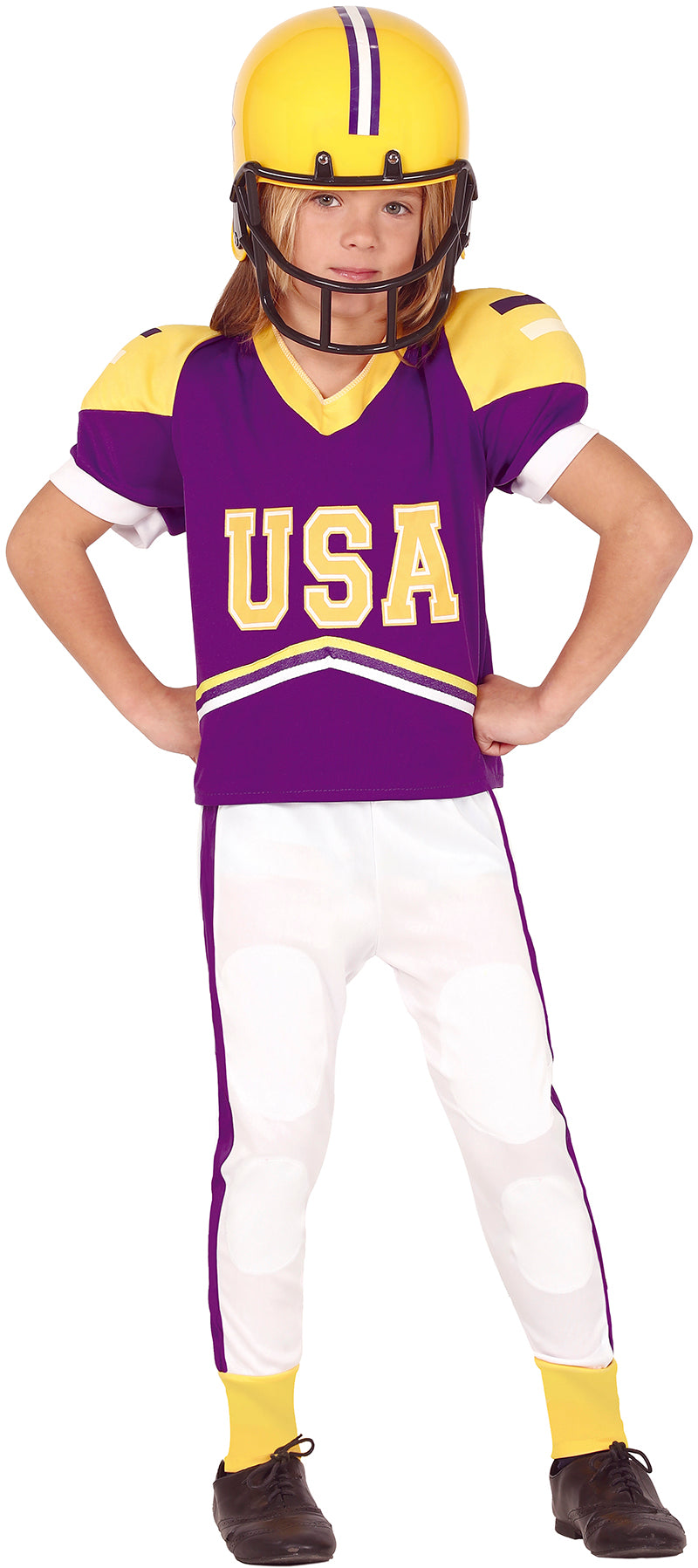 GP83573 – Sportlicher Footballheld Kostüm Karneval – Größe: 128/134 – Farbe: Lila