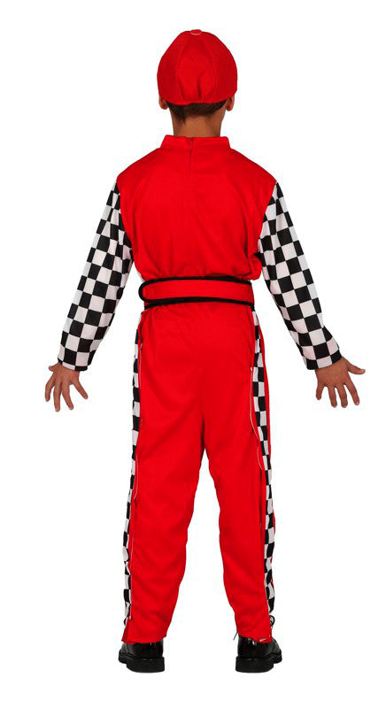 GP83586 – Sportpilot Rennen Outfit Karneval Checker – Größe: 110/116, 128/134, 140/146, 98/104 – Farbe: Rot, Ansicht 2