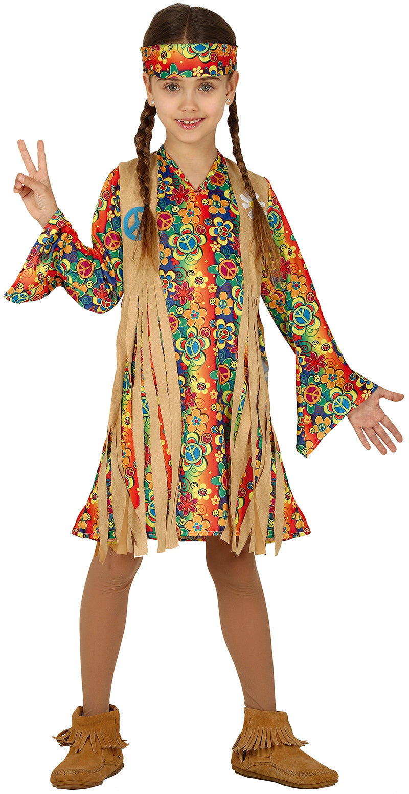 Hippie Kostüm für Mädchen mit Fransenweste