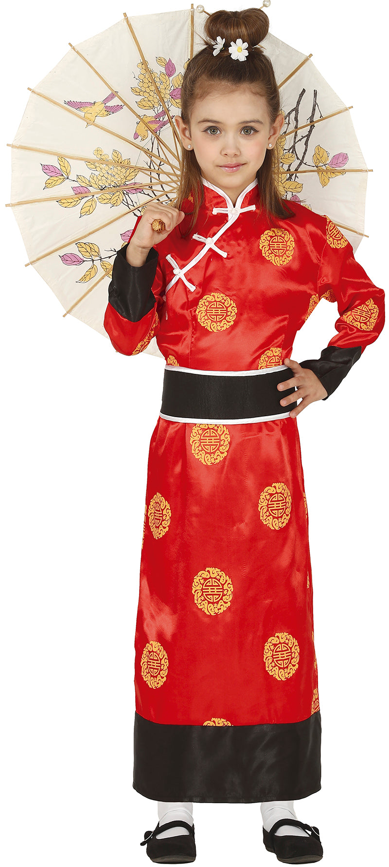 GP83634 – Asien Kimono Kostüm Kinder Rot Gelb – Größe: 110/116 – Farbe: Rot