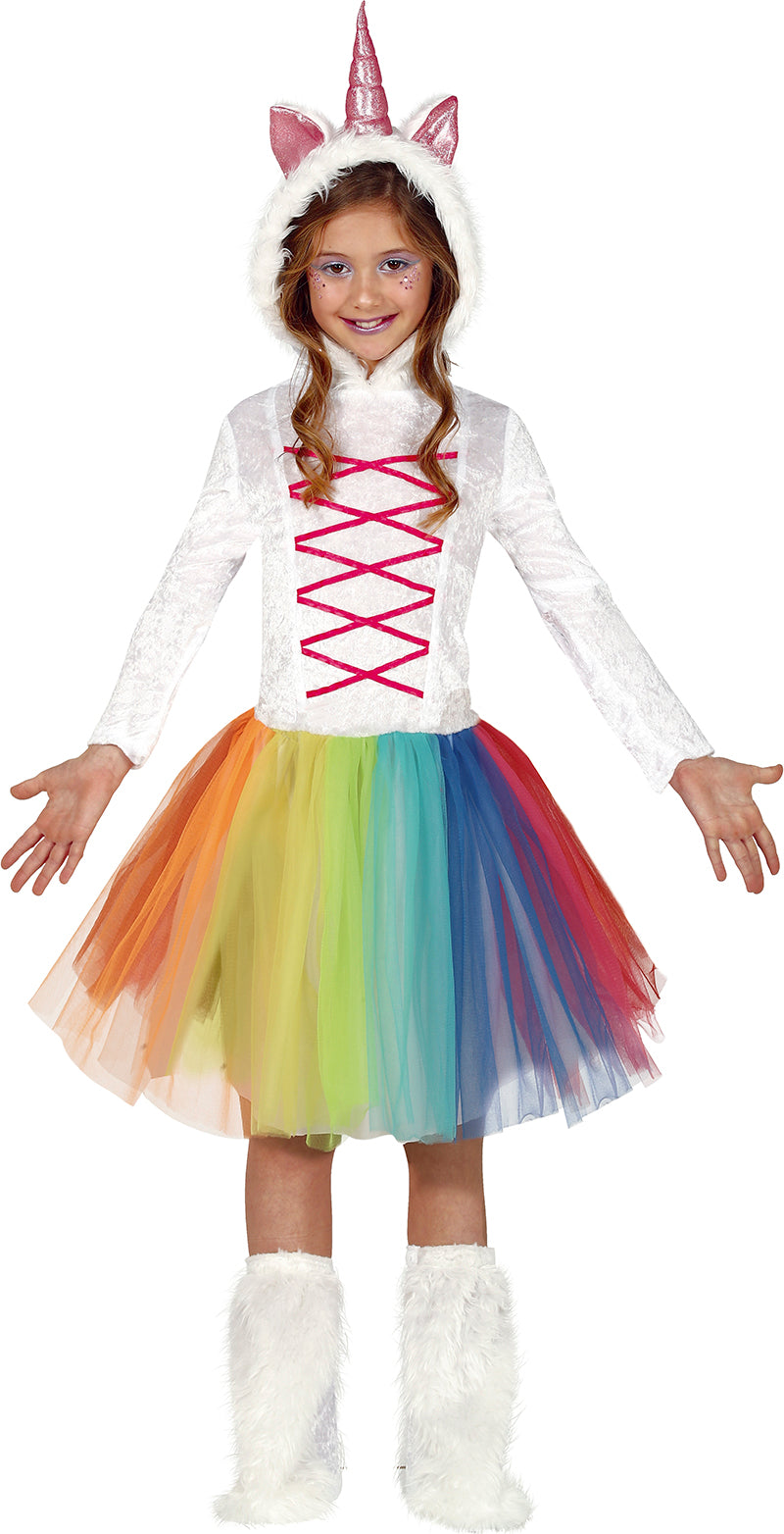 Einhorn Kostüm für Mädchen mit Regenbogen Rock