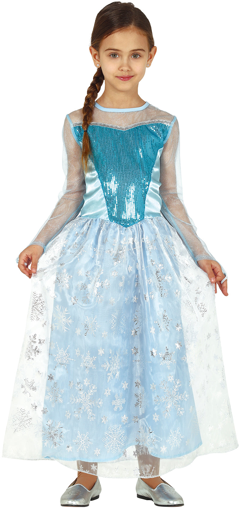GP83699 – Prinzessin Eiskönigin Kostüm Karneval – Größe: 110/116 – Farbe: Blau