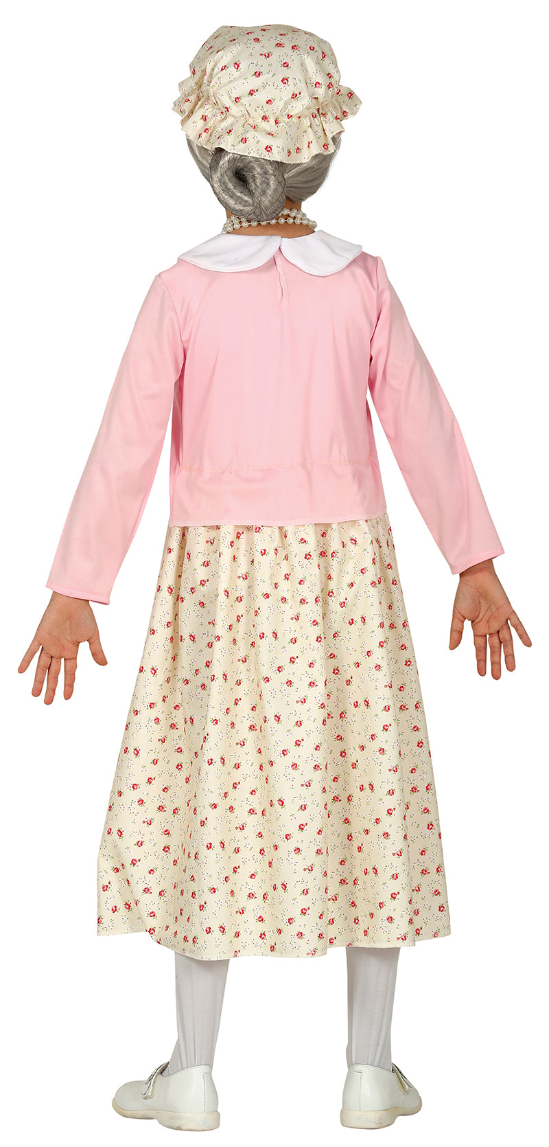 GP83728 – Großmutter Kostüm Blumen Haube Kinder – Größe: 128/134 – Farbe: Pink