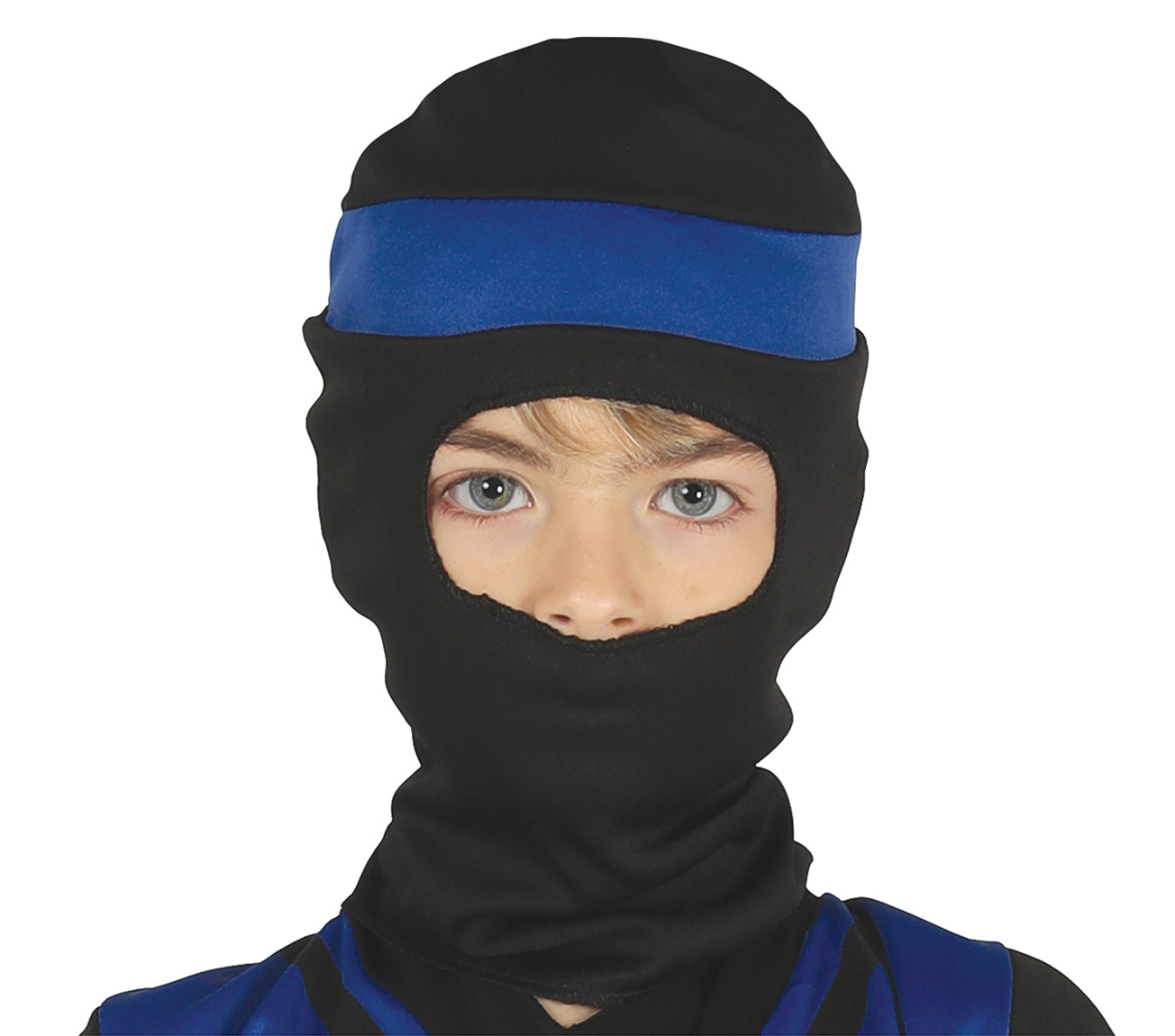 GP87474 – Ninja Kämpfer Kostüm Blau Schwarz – Größe: 98/104 – Farbe: Blau