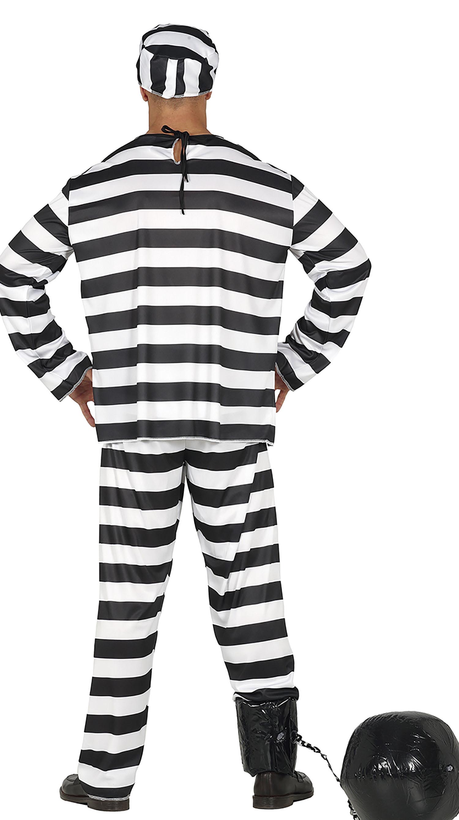 GP80029 – Dieb Kostüm Karneval Gefängnis – Größe: 46 - 48 (S), 54 - 56 (XL) – Farbe: Weiß, Schwarz