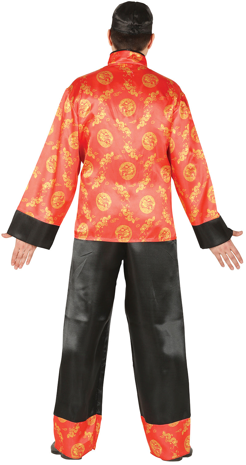 GP80666 – Asiatisches Karnevalsoutfit Drachenmuster – Größe: 46 - 48 (S) – Farbe: Rot