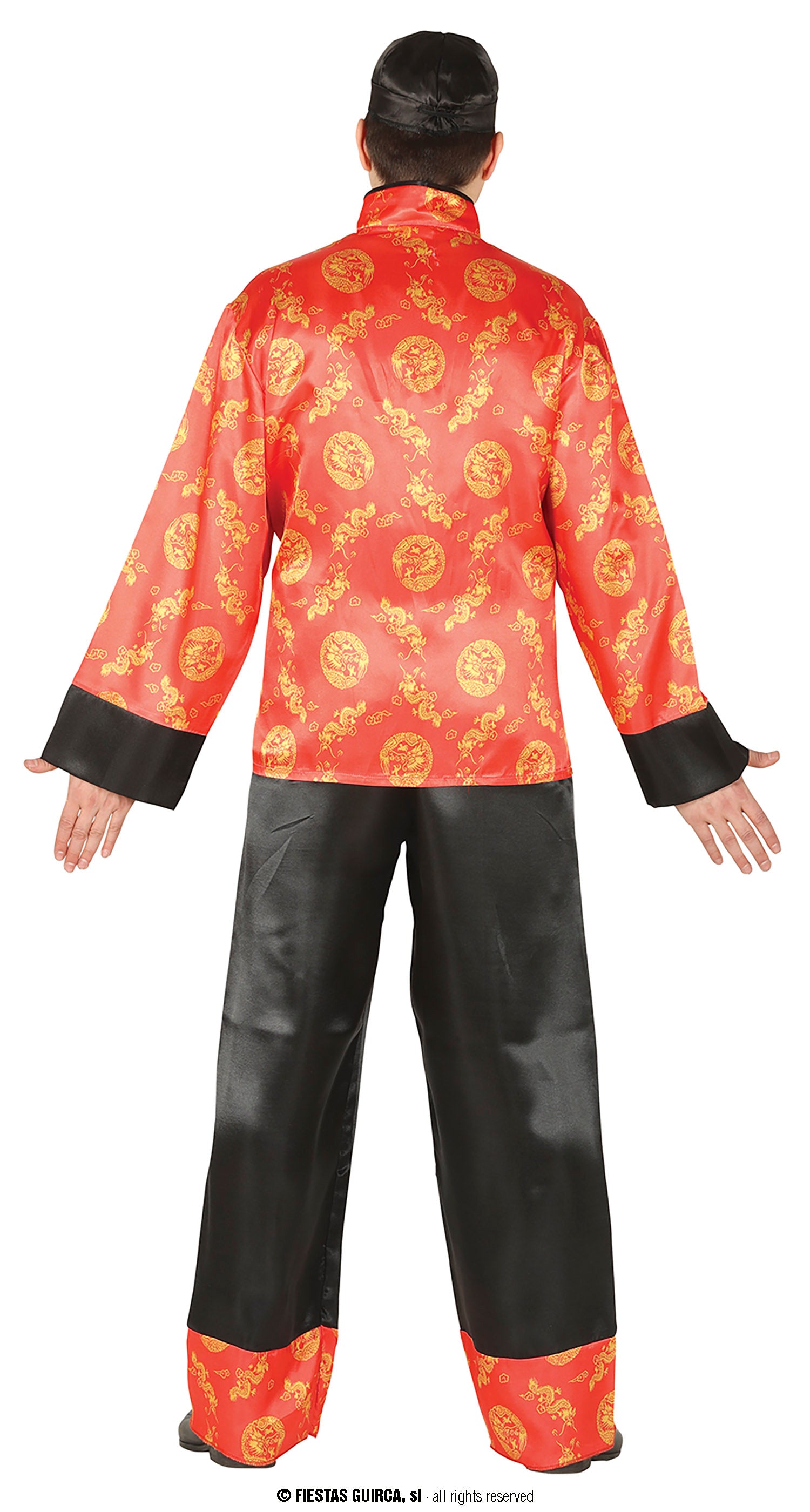 GP80666 – Asiatisches Karnevalsoutfit Drachenmuster – Größe: 54 - 56 (XL) – Farbe: Rot