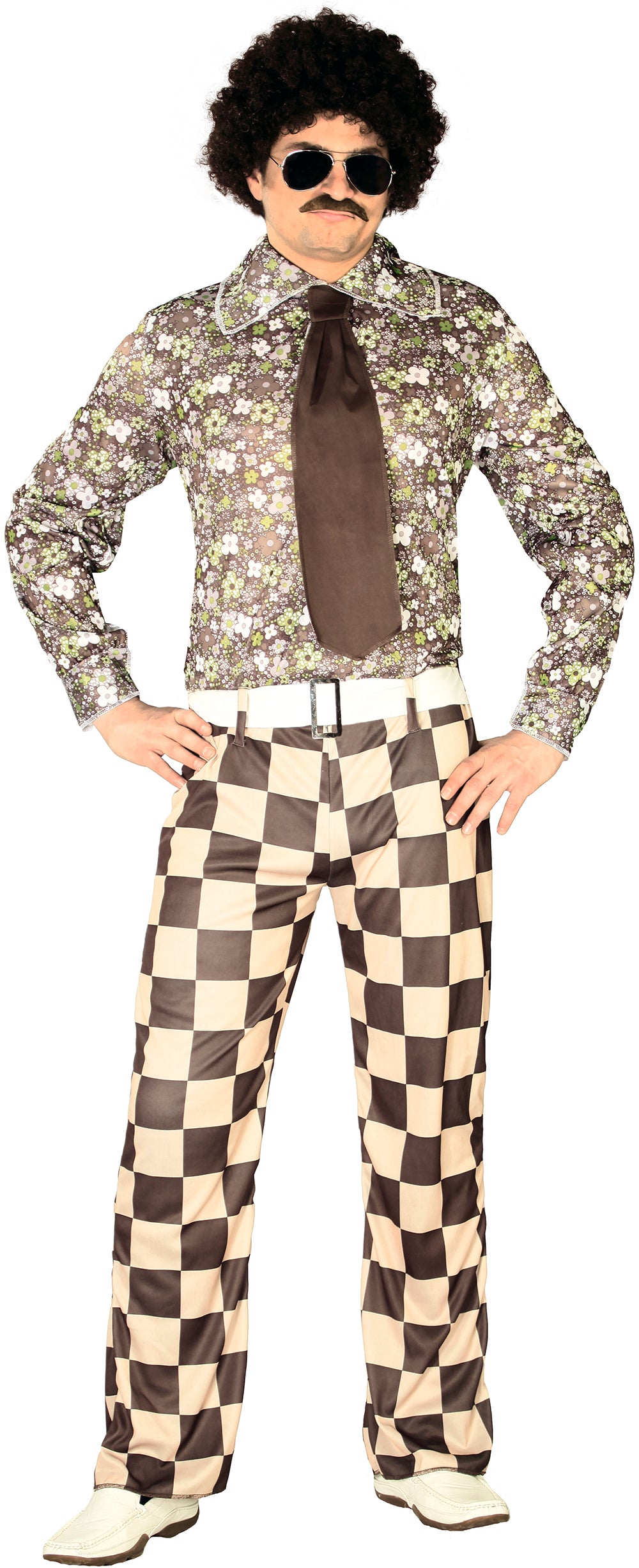 GP80763 – 70S Retro Anzug Disco Kostüm – Größe: 46 - 48 (S) – Farbe: Braun