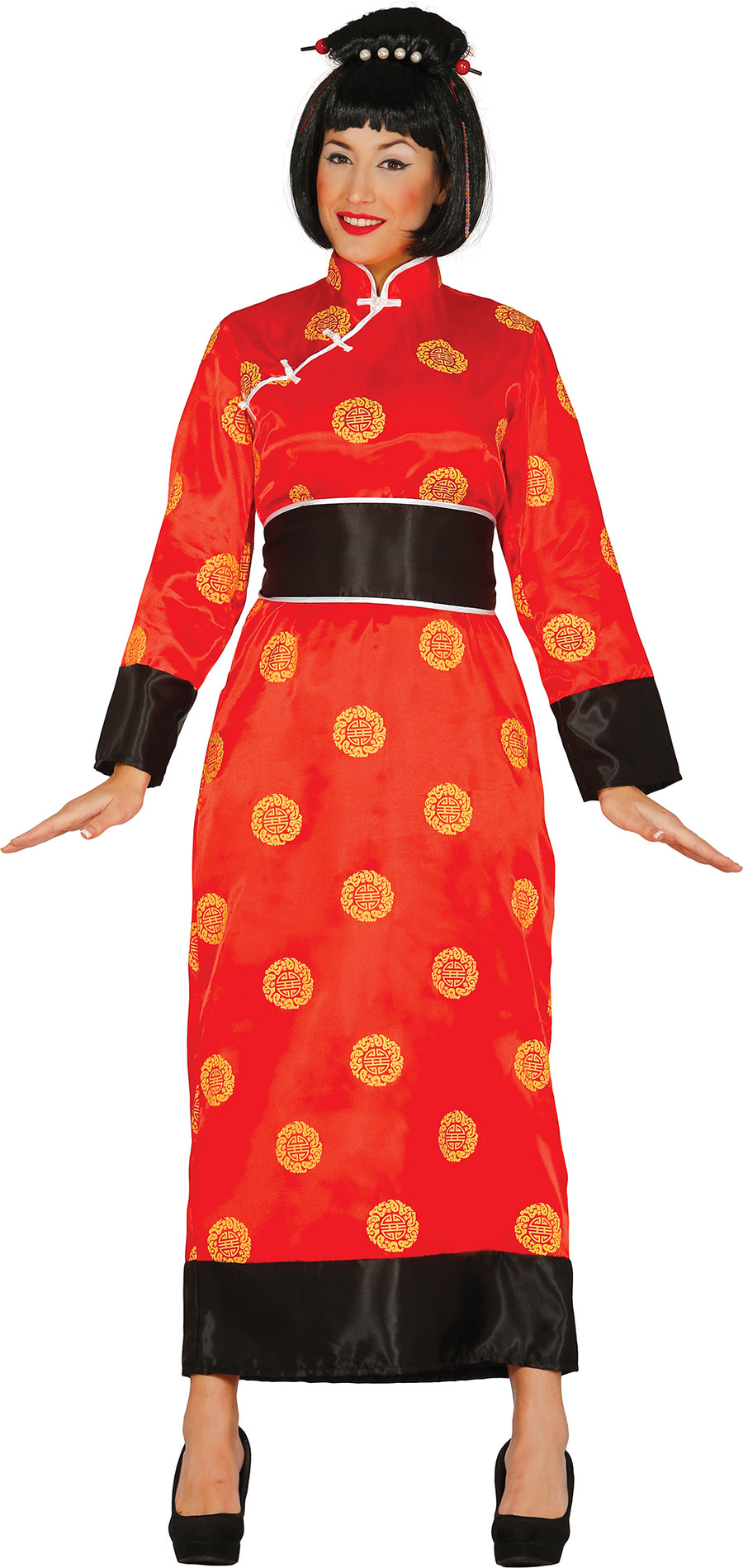 Chinesin Kostüm für Damen mit Schärpe