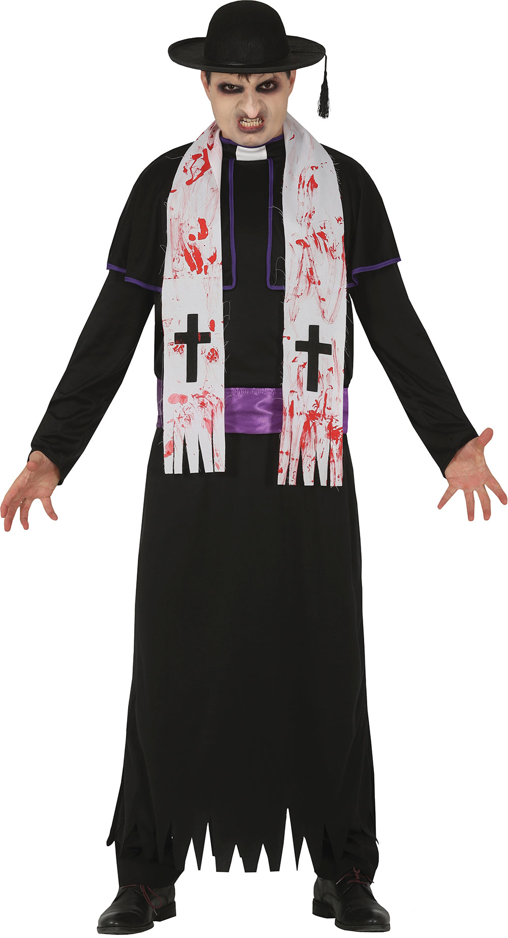 GP79084 – Halloween Priester Untoter Geist Ritualgarderobe – Größe: 54 - 56 (XL) – Farbe: Schwarz