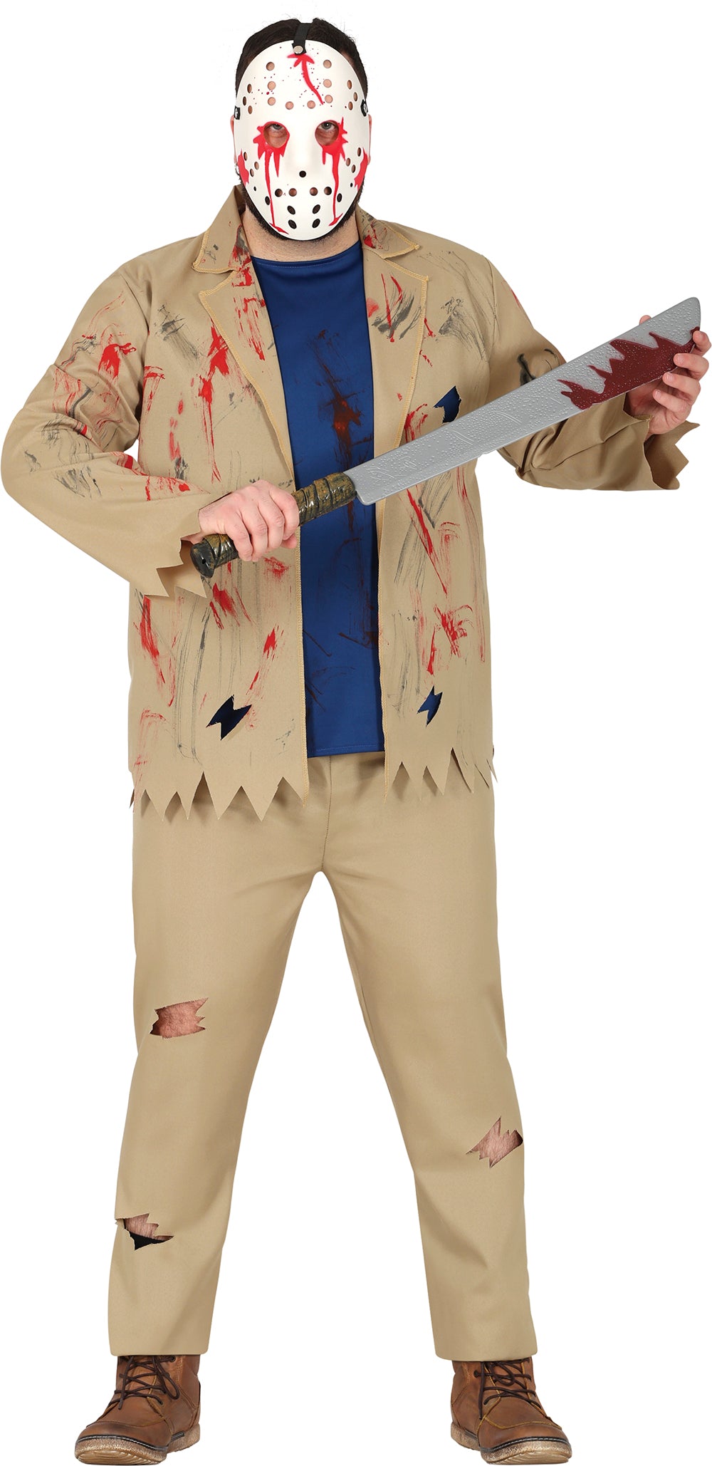GP79105 – Halloween Horror Mörder Kostüm Schlitzer – Größe: 54 - 56 (XL) – Farbe: Beige