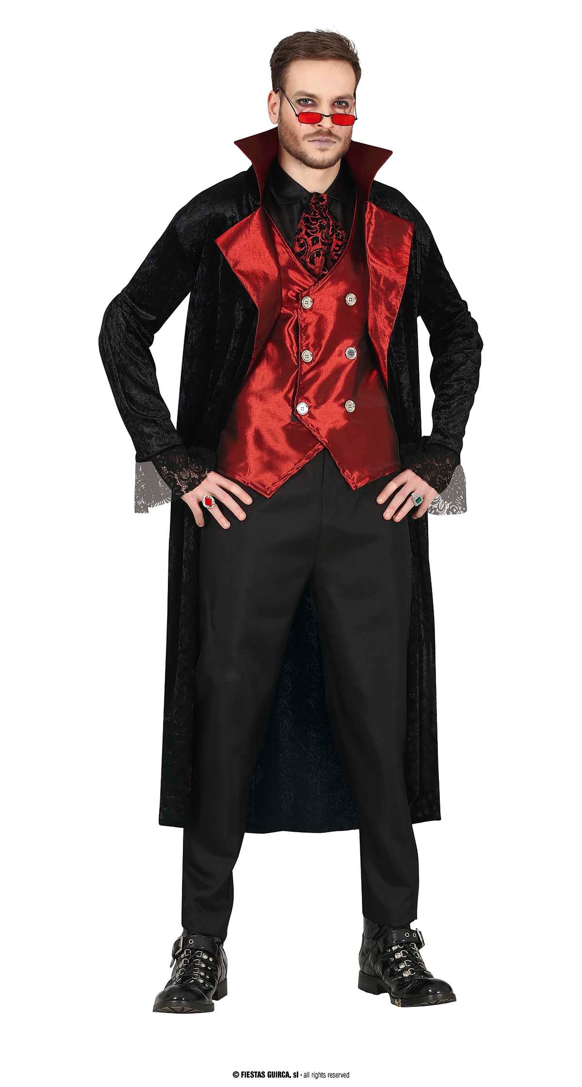 GP79479 – Vampir Halloween Mantel Eleganter Graf – Größe: 54 - 56 (XL) – Farbe: Schwarz