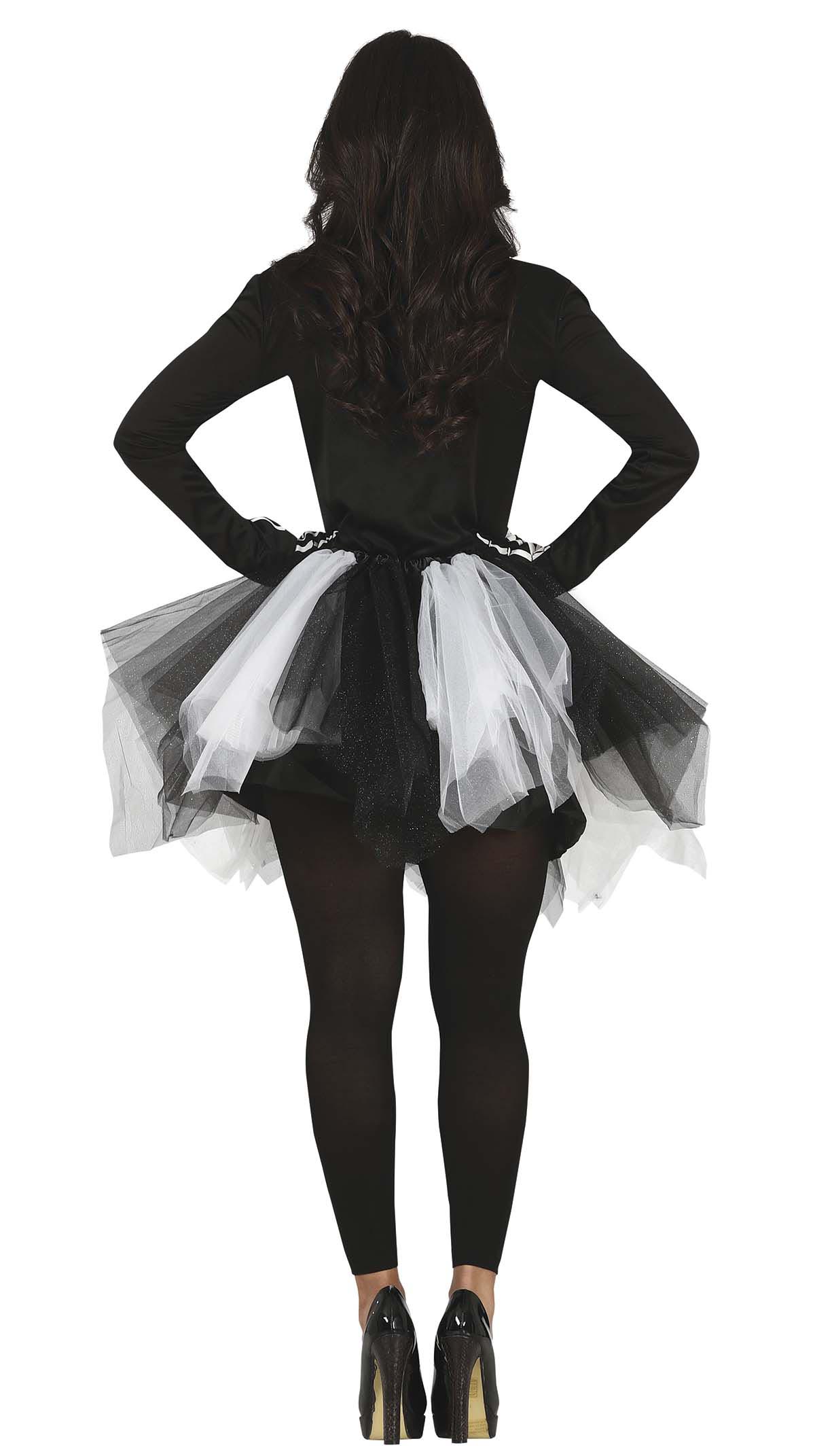 GP79592 – Skelett Halloween Tutu Kostüm – Größe: 44 - 46 (XL) – Farbe: Schwarz