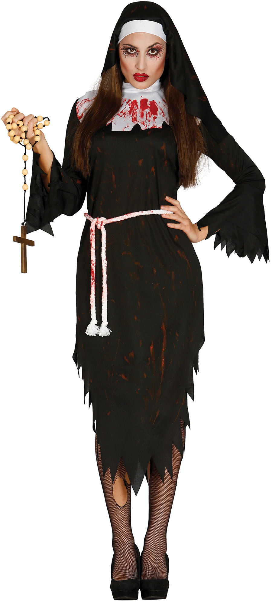 Zombie Nonne Kostüm für Damen mit Haube