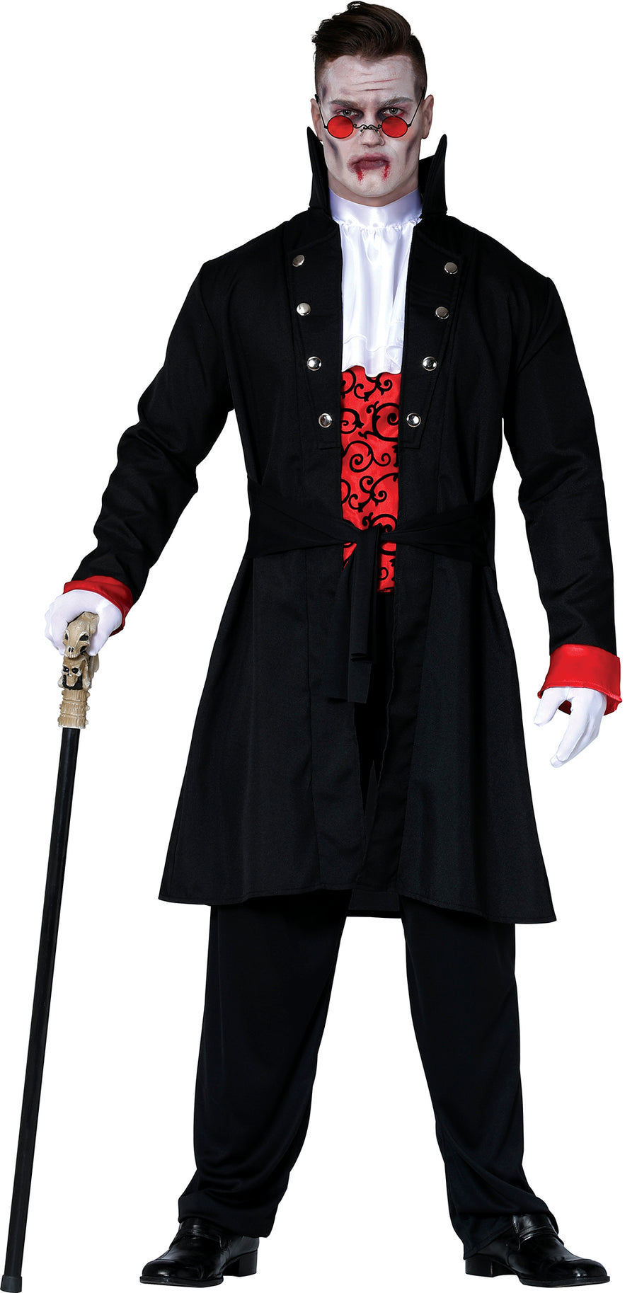GP88359 – Vampir Graf Halloween Kostüm Mantel – Größe: 54 - 56 (XL) – Farbe: Schwarz, Ansicht 2