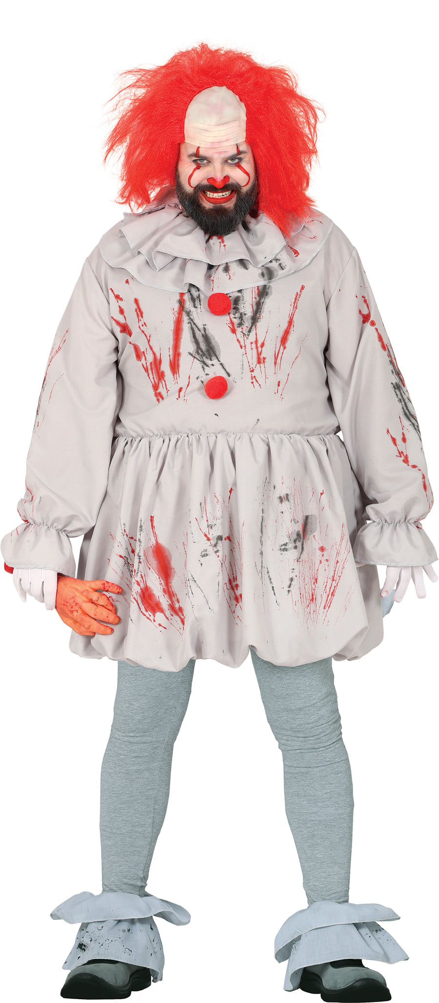 GP88370 – Clown Grusel Halloween Kostüm Set – Größe: 54 - 56 (XL) – Farbe: Grau, Ansicht 2