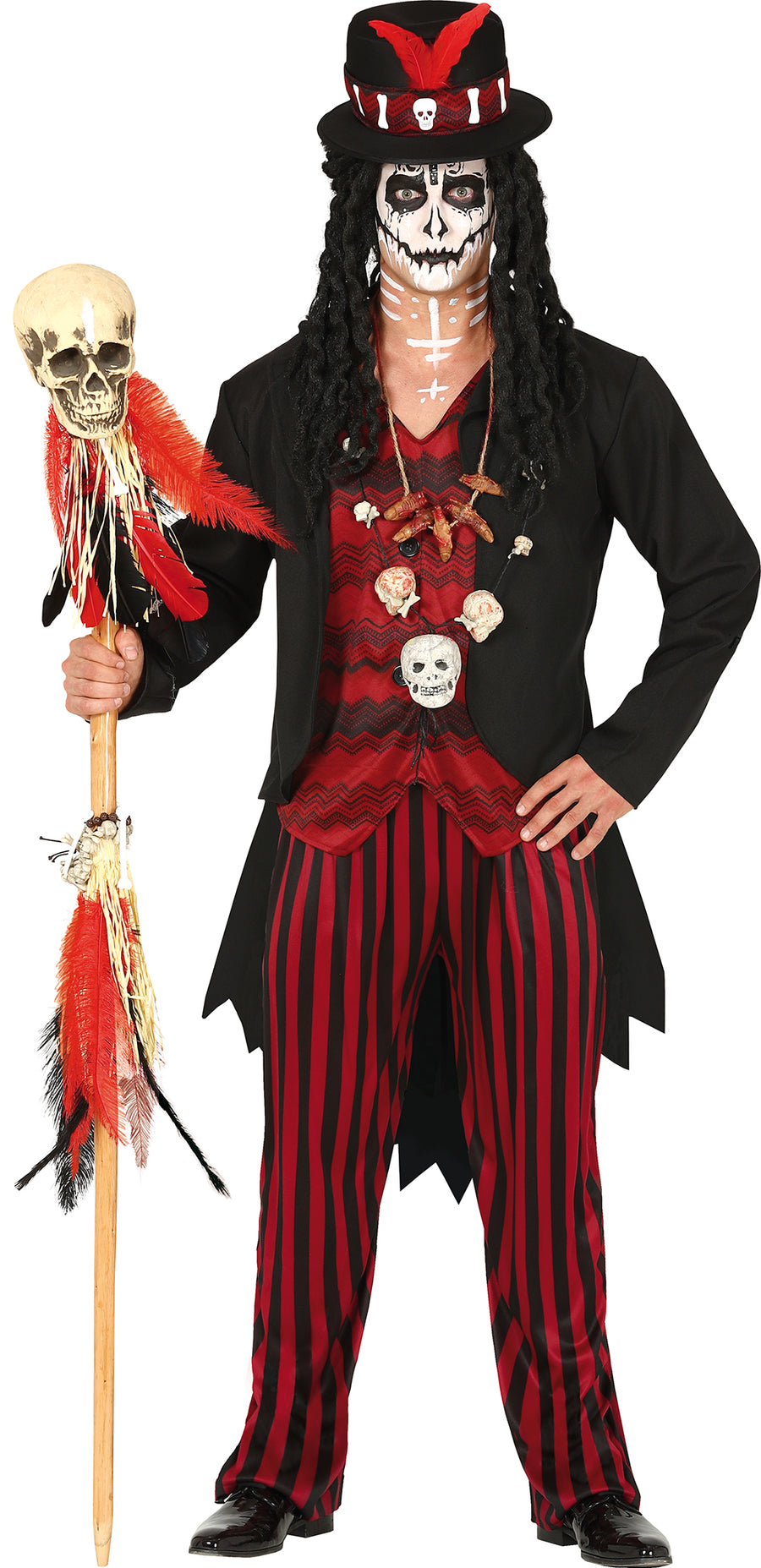 GP88700 – Voodoo Schamane Halloween Kostüm – Größe: 54 - 56 (XL) – Farbe: Schwarz, Ansicht 2
